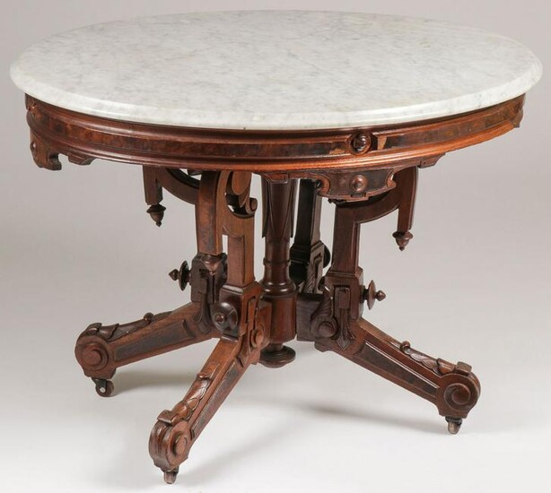 PAIR VICTORIAN MARBLE TOP TABLES