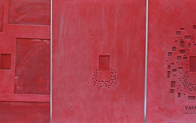 PASSANITI Francesco (né en 1952) Triptyque rouge Trois panneaux en BEFUP DUCTAL (Béton Fibré à...