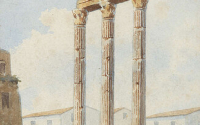 PICOLLI Tempio de Castore, Foro Romano Watercolour, 18...