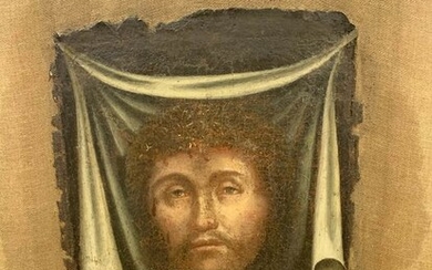 Painting, "The face of Christ" (fragment) - oil painting on canvas - Mid 17th century