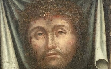 Painting, "The face of Christ imprinted on the veil of Saint Veronica" (fragment) - oil painting on canvas - Mid 17th century