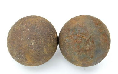 Pair Antique Civil War Iron Canon Balls