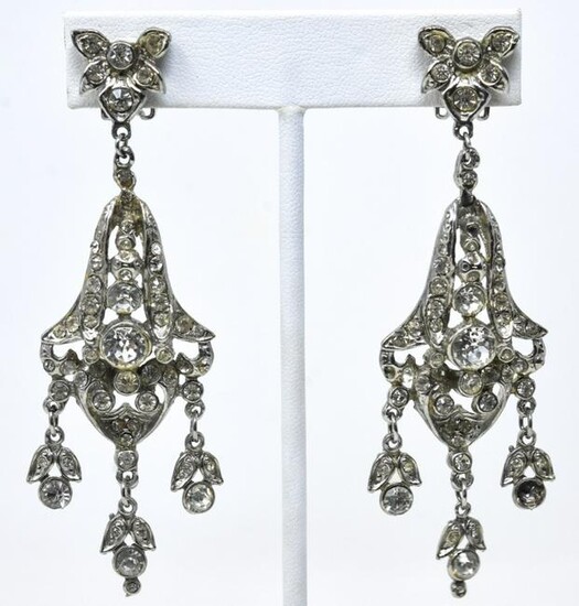 Pair Antique Style Pendeloque Drop Earrings