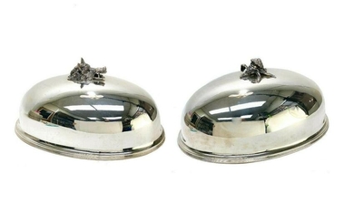 Pair Buccellati Italian Sterling Silver Entree Domes