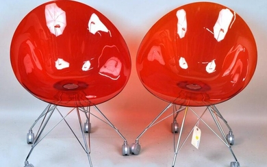 Pair MCM Colored Acrylic Chairs