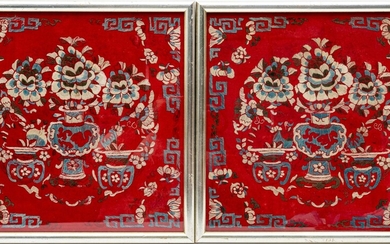 Pair Of Matching Chinese Silk Embroideries