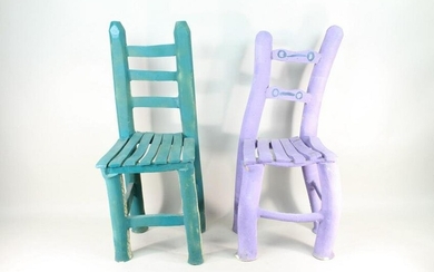 Pair Postmodern Colorful Children's Chairs