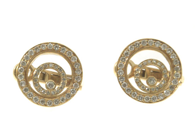 Pair of 18k Yellow Gold Diamond Earrings.