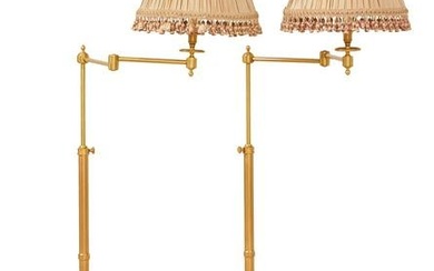 Pair of Brass Adjustable Floor Lamps