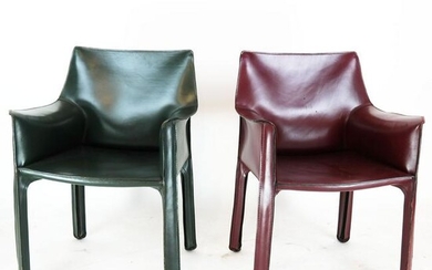 Pair of CAB Leather Chairs by Mario Bellini