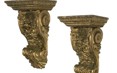 Pair of Carved Giltwood Architectural Brackets