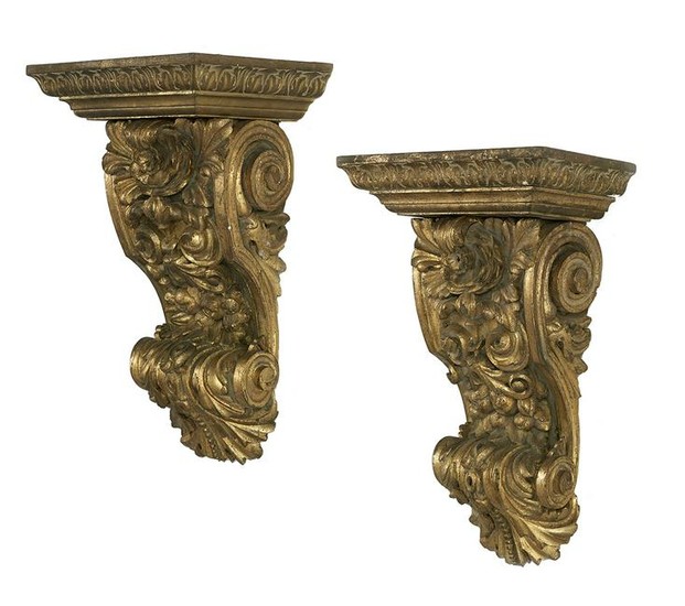 Pair of Carved Giltwood Architectural Brackets