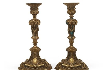 Pair of French Louis XV-style Bronze Candlesticks