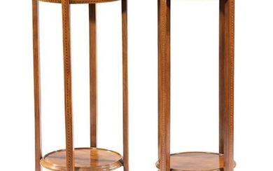 Pair of Georgian-Style Inlaid Mahogany Stands
