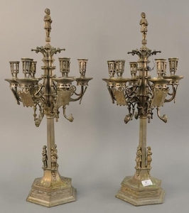 Pair of Gothic style candelabra. ht. 28 in. Provenance