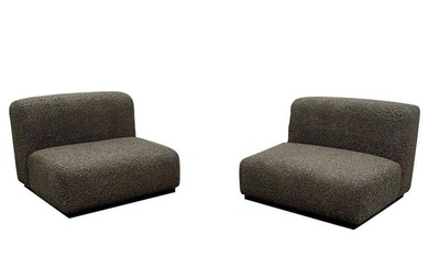 Pair of Mid-Century Modern Stendig Lounge / Slipper Chairs, Gray BoucleA pair of finely constructed