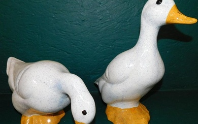 Pair of Painted Porcelain Ducks