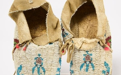 Pair of Pictorial Beaded Moccasins
