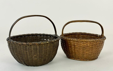 Pair of Splint Baskets in Old Paint