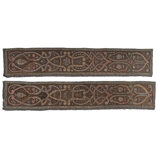 Pair of Turkish Ottoman Silk Embroidered Panels