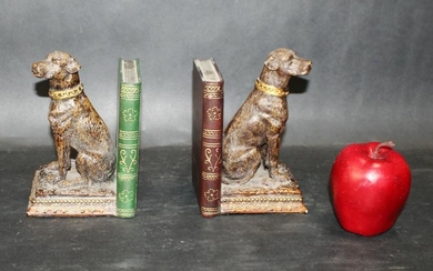 Pair of bookends with seated dogs