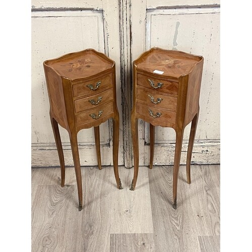 Pair of vintage French Louis XV style petite size nightstand...
