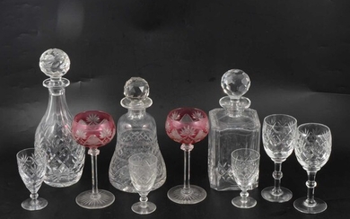 Part suite of Webb Corbett table glass and other drinking glasses.