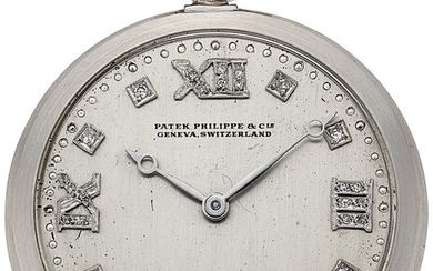Patek Philippe & Co., Platinum Pocket Watch With Diamond...