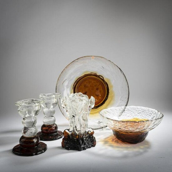 Pertti S. Humppila, 5 glass objects, 1970s