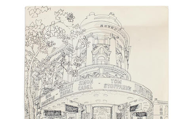 Philip Le Bas (British, b. 1925): An Original Sketch of the Aldwych Theatre