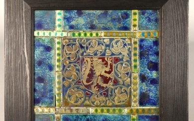 Pilkingtons Royal Lancastrian framed pottery tiles, central ...