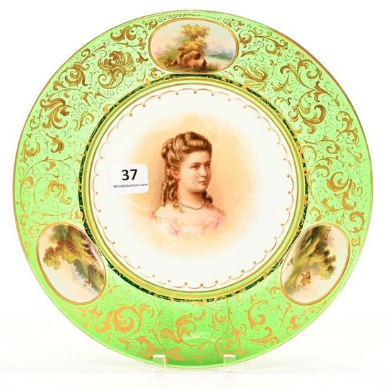 Plate, Bohemian Art Glass, Green
