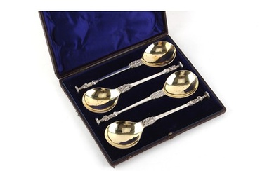 Property of a lady - a set of four silver Apostle spoons wit...