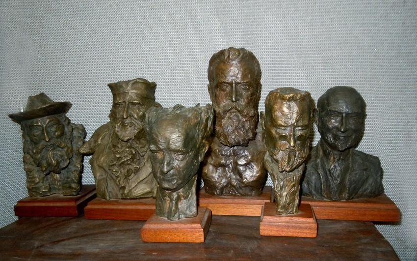 RARE PAUL NESSE FOUNDING FATHERS ISRAEL BRONZE BUSTS