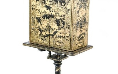 REGENCY STYLE JAPANESE LACQUER CABINET ON STAND