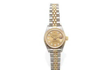 ROLEX: A STAINLESS STEEL, GOLD AND DIAMOND 'DATEJUST' WRISTWATCH