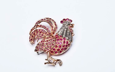 ROOSTER BROOCH 1950s Handcrafted brooch made in Italy in the...