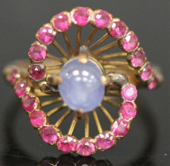 RUSSIAN STAR SAPPHIRE & RUBY 18KT GOLD RING