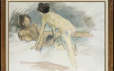 Raphael Soyer Original Watercolor Painting Signed Nude Female Illustration Art