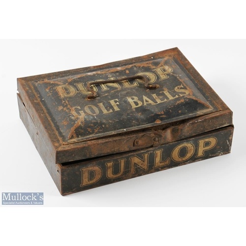 Rare and large Dunlop Golf Ball Tin Box - c/w hinged lid to ...