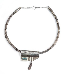Raymond Sequaptewa (Hopi, b. 1948) Silver and Turquoise Necklace