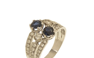 Ring White gold Diamond - Sapphire
