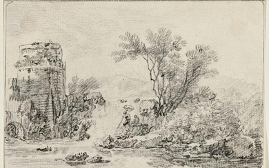 River landscape with ruins