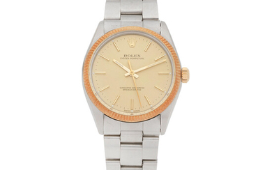 Rolex. A recently serviced stainless steel and gold automatic bracelet watch Oyster Perpetual, Ref 1005, Circa 1966