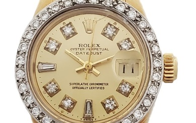 Rolex Datejust 6917 Diamond 18k Gold Ladies Vintage Wrist Watch