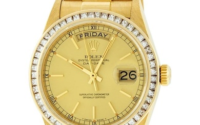 Rolex Men's 18K Yellow Gold Champagne 2.75 ctw Diamond Day Date President Wristwatch