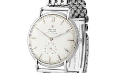 Rolex. Remarkable Oversize Precision Shock Resisting Wristwatch in Steel, Reference 4370, With Silver Dial