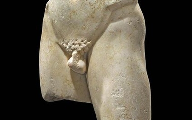 Roman Marble Torso of a Nude Male Youth