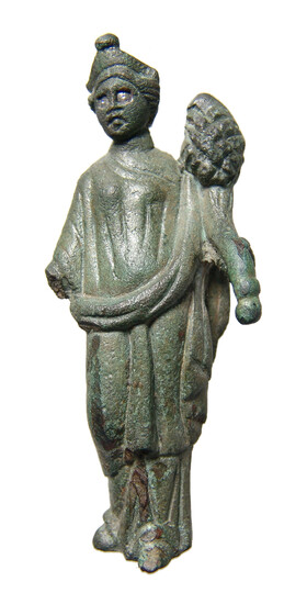 Roman bronze figure of a goddess holding cornucopia