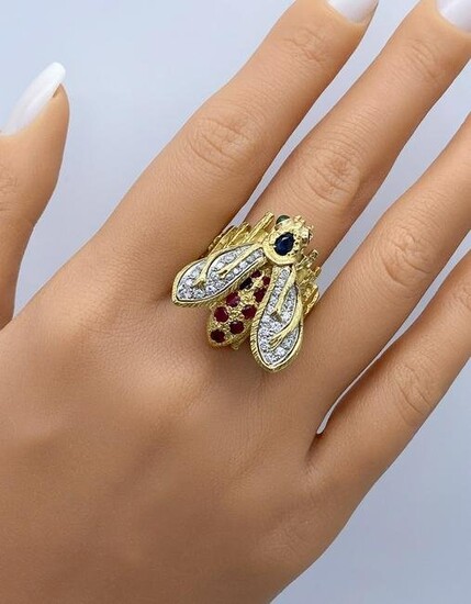 Rosenthal Style Diamond Bee Ring